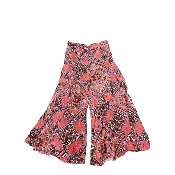 Anthropologie Skirted Wide Leg Pants Red Geometric Print High Rise Women's 8 - Picture 3 of 10